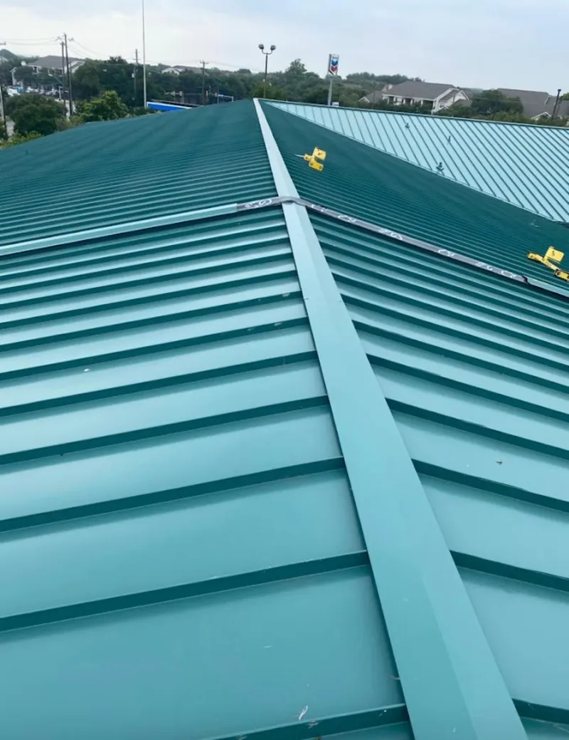 Green commercial metal roof ridge and valley for Metal Roof Repair in Napa